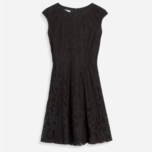 WISP Leah Black Lace Knit Sleeveless Fit & Flare Mini Dress NWT Size 4/Small - Picture 1 of 6